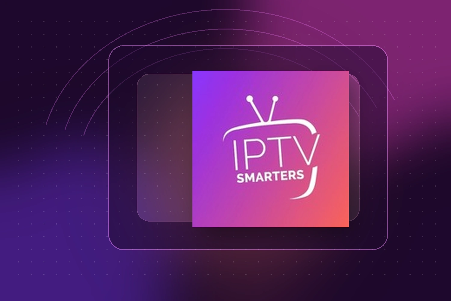 IPTV Smarters em composição roxa e rosa